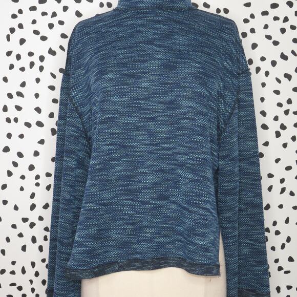 Free People Heathered Blue Sunny Days Turtleneck Sweater - Picture 5 of 12